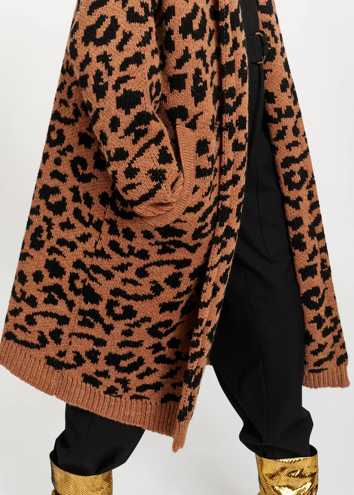 Leopard jacquard coat