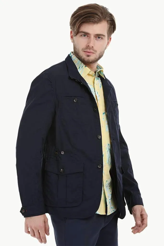 Lightweight Navy Buttoned Jacket