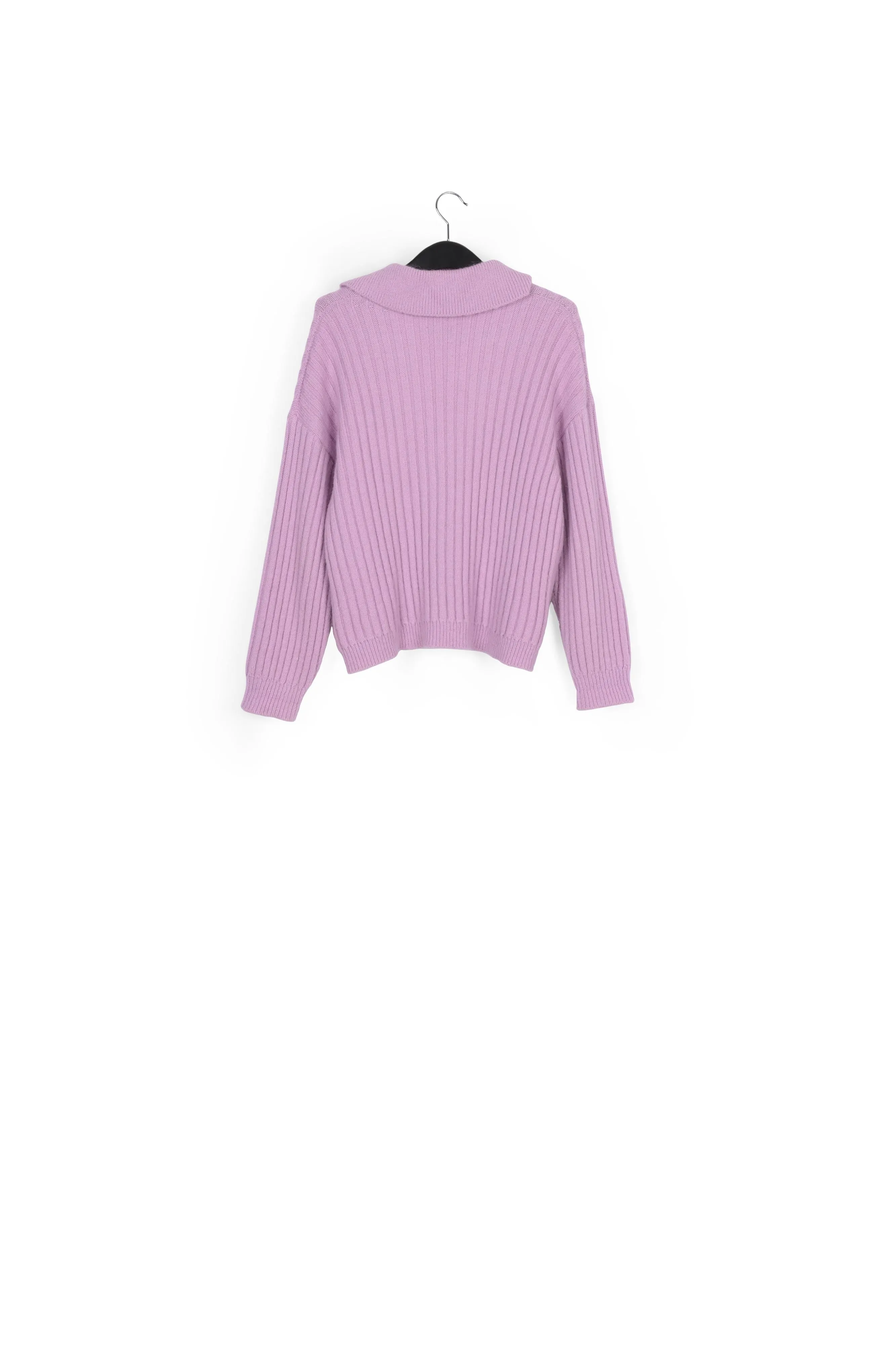 Lilac V-neck ribbed-knit sweater