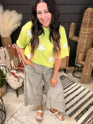 Lime Yellow Star Print Tee