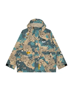 Logo camo hooded windbreaker jacket