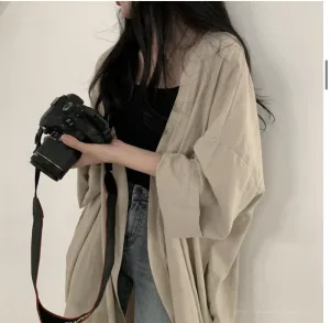 Loose long-sleeved windbreaker cardigan