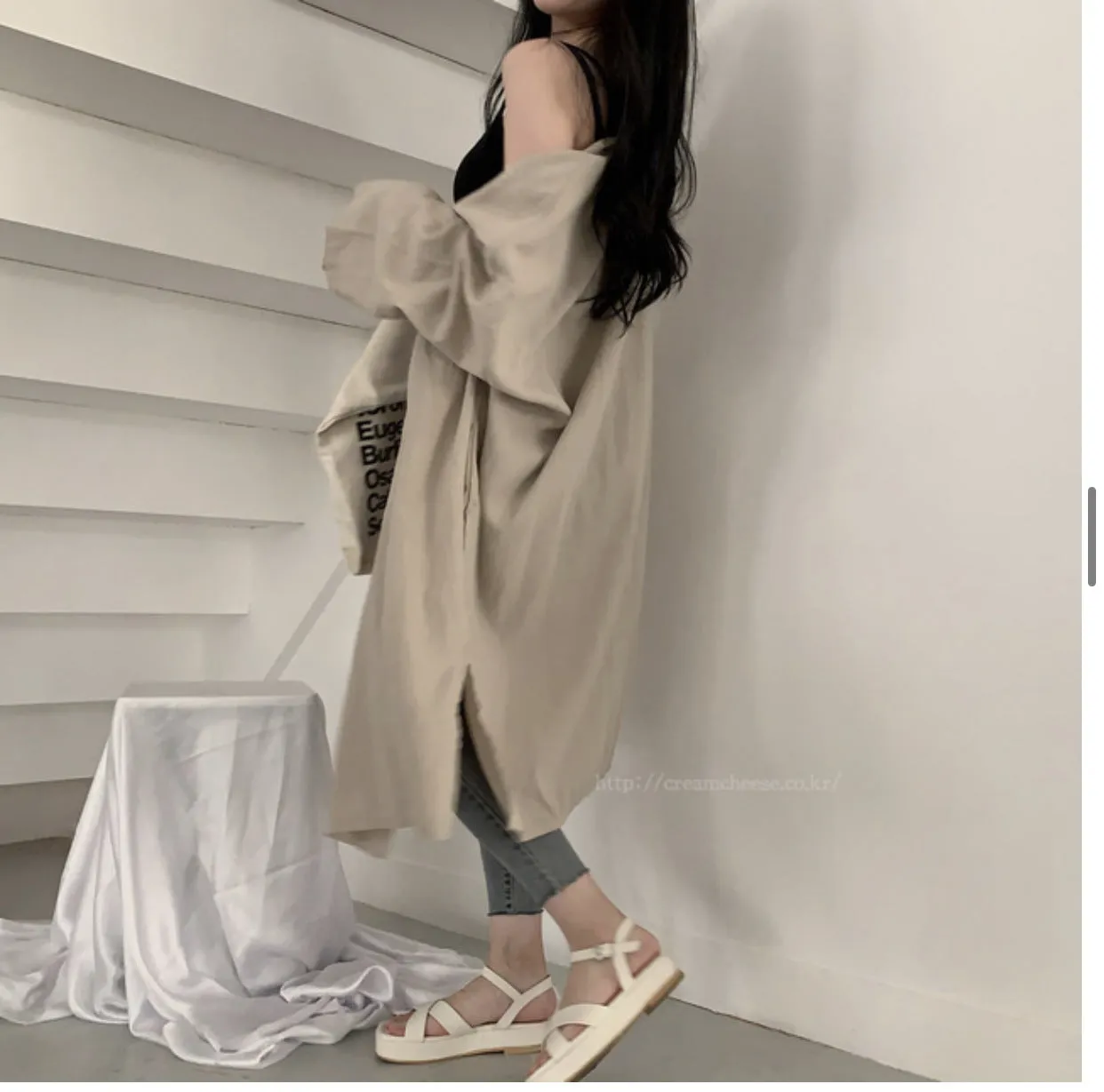 Loose long-sleeved windbreaker cardigan