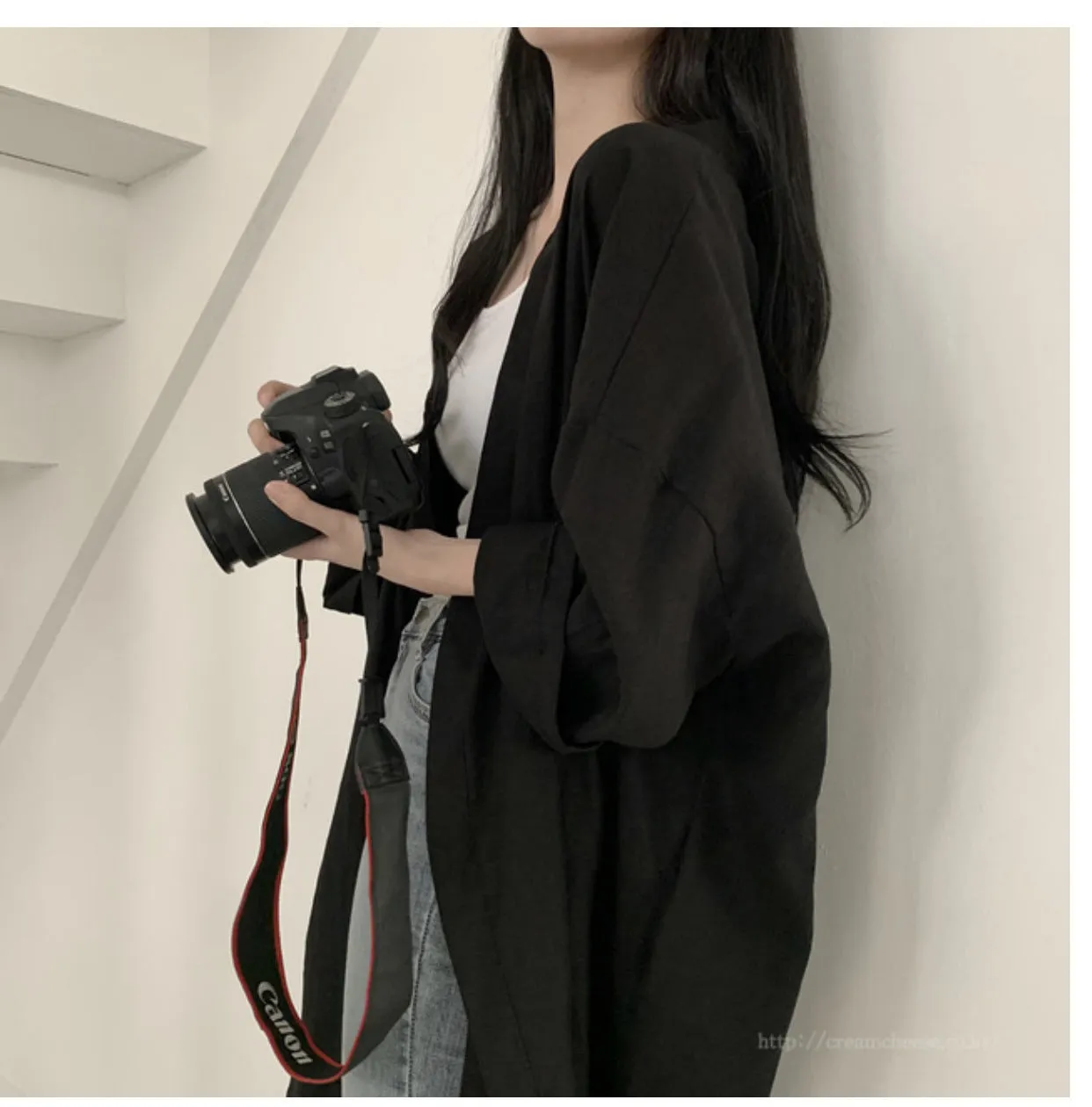 Loose long-sleeved windbreaker cardigan