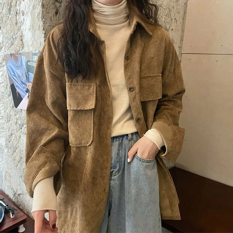 Loose Retro Corduroy Shirts Jacket