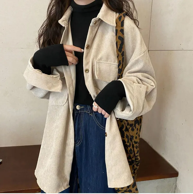 Loose Retro Corduroy Shirts Jacket