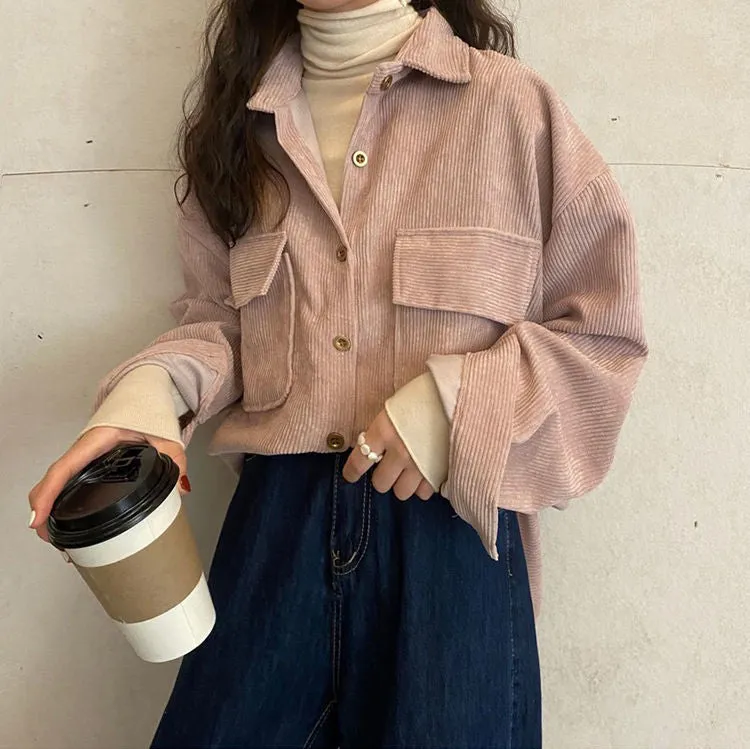Loose Retro Corduroy Shirts Jacket