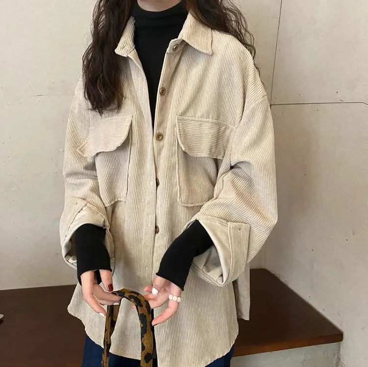 Loose Retro Corduroy Shirts Jacket