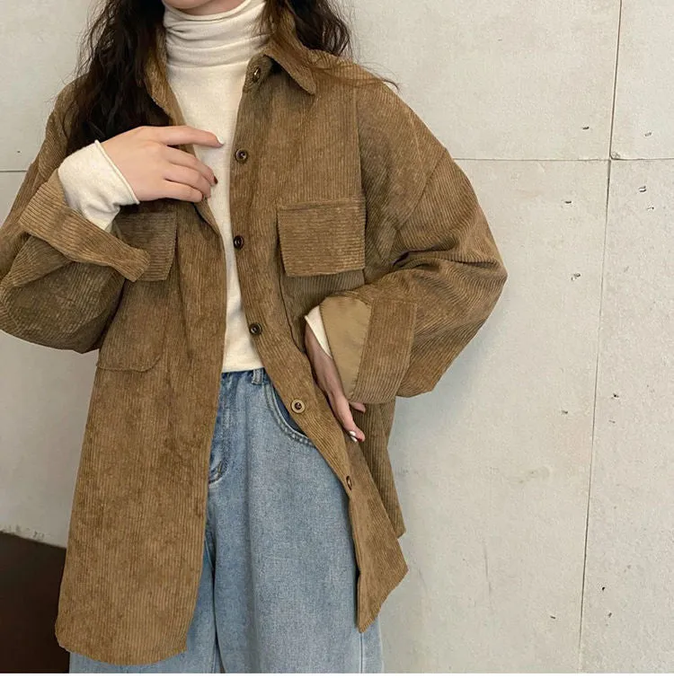 Loose Retro Corduroy Shirts Jacket