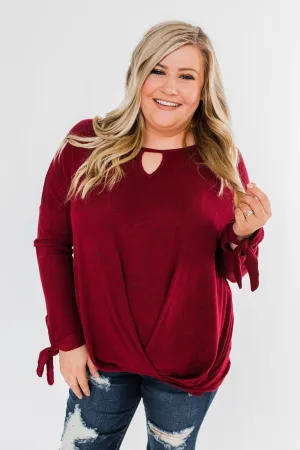 Love Me Forever Front Twist Top- Cranberry