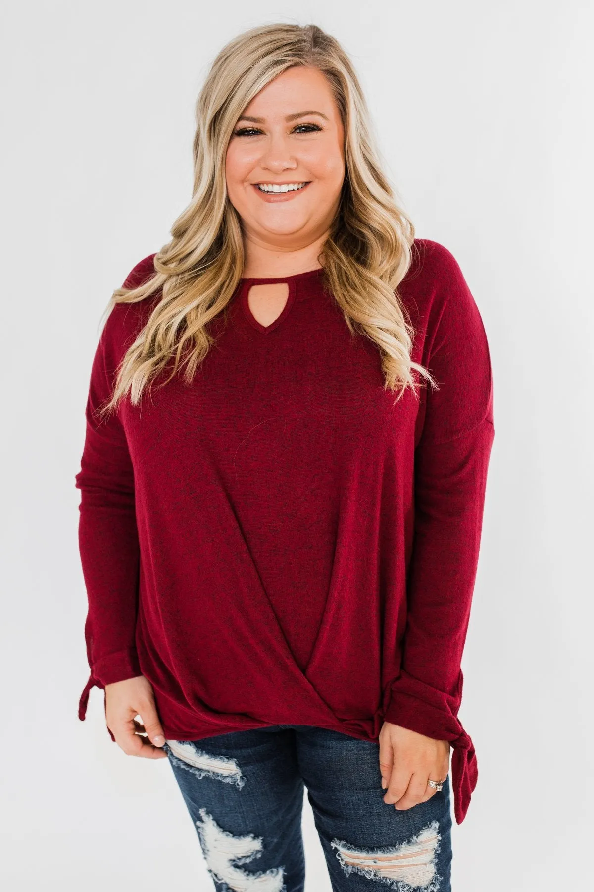 Love Me Forever Front Twist Top- Cranberry