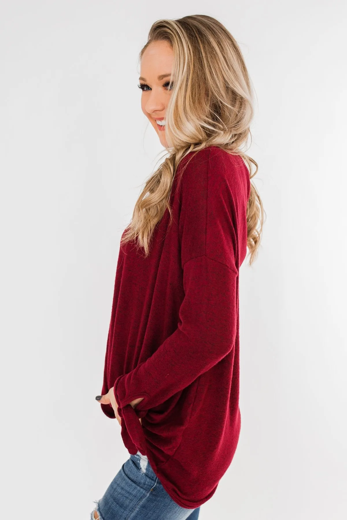 Love Me Forever Front Twist Top- Cranberry