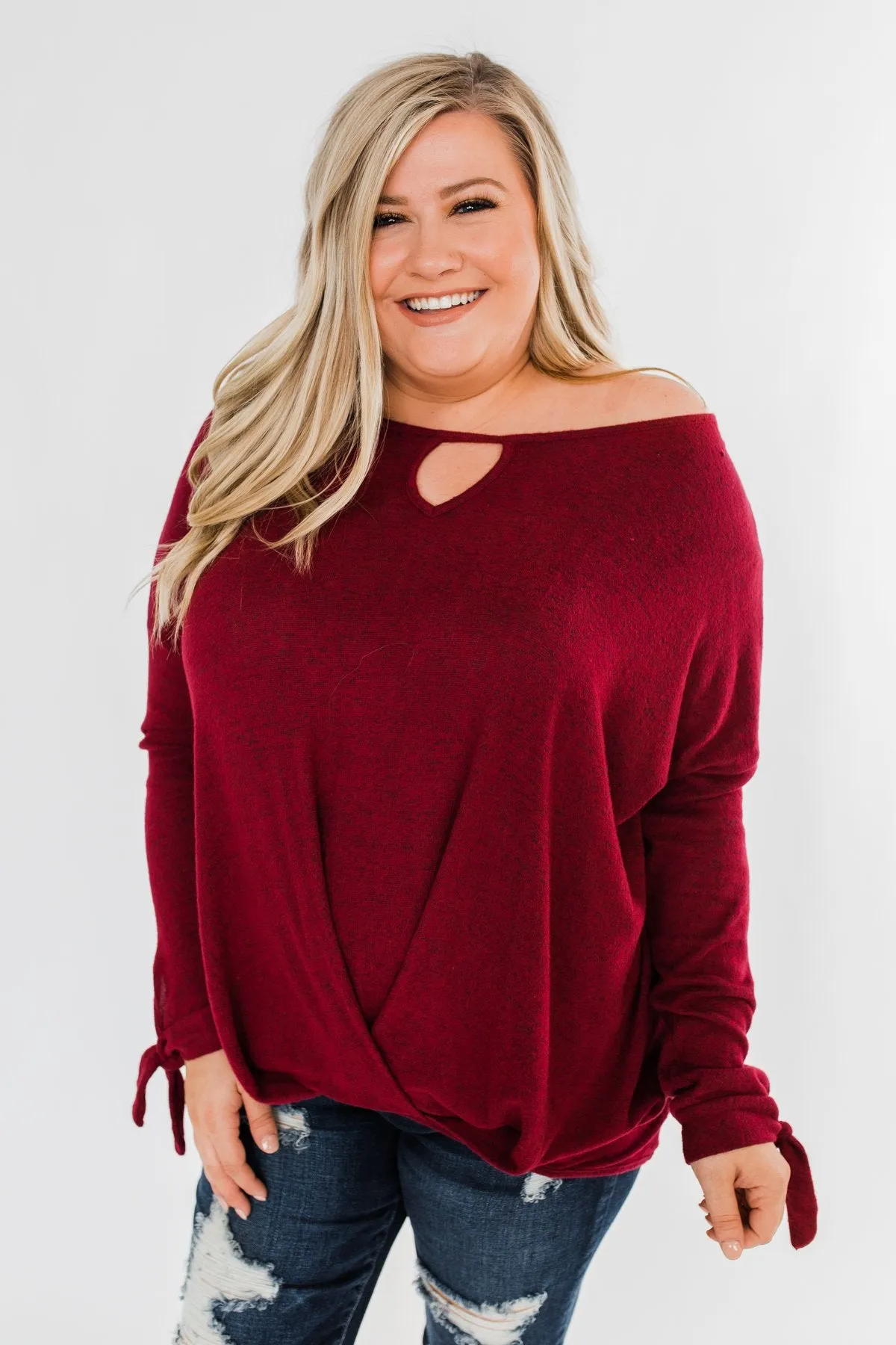 Love Me Forever Front Twist Top- Cranberry