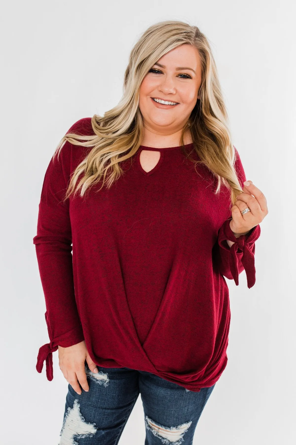 Love Me Forever Front Twist Top- Cranberry