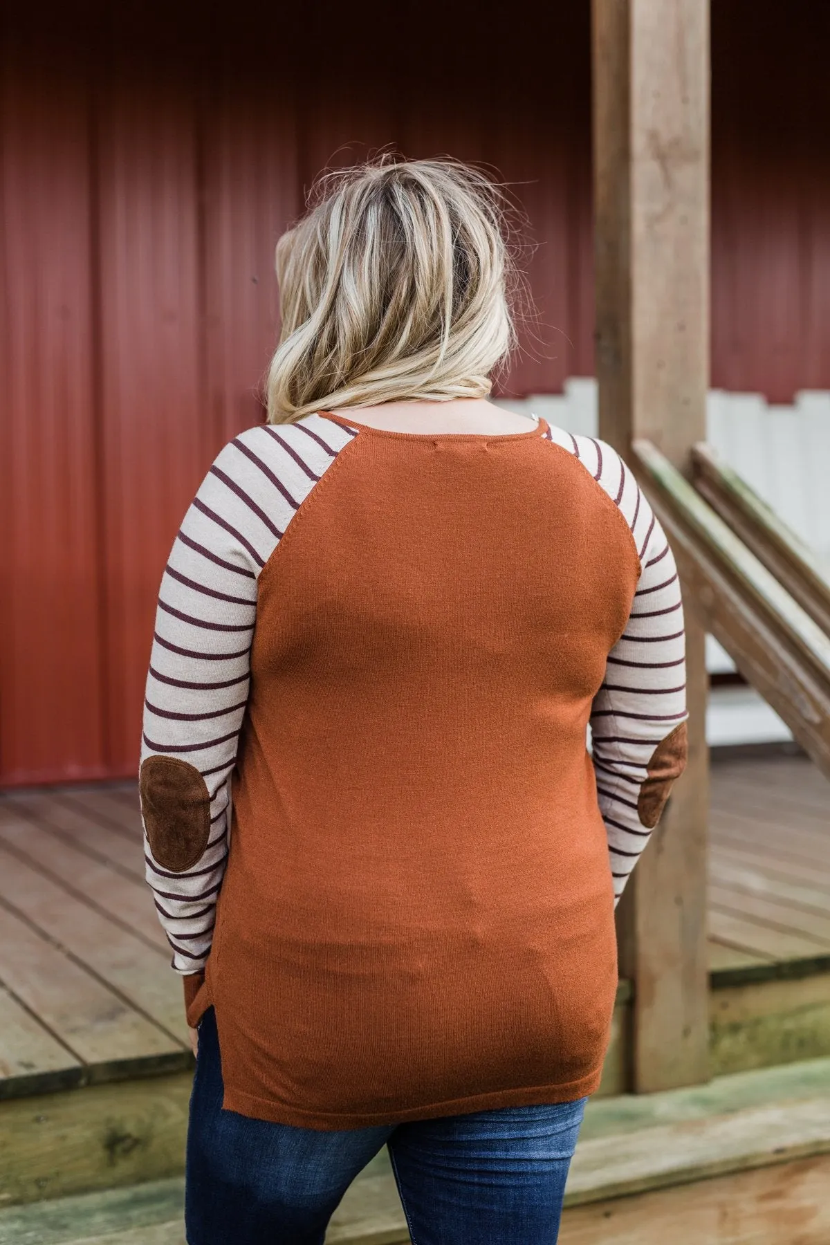 Loving Life Striped Sweater- Copper & Oatmeal