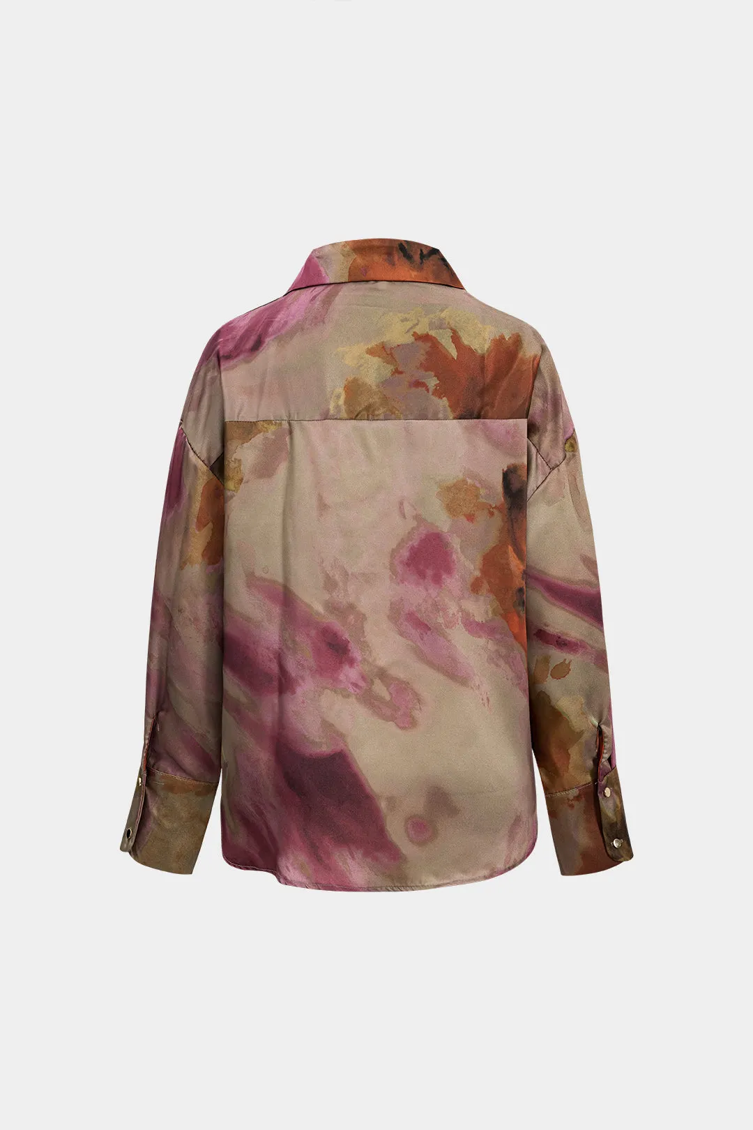 Maeve - Eye-Catching Tie Dye Print Woman's Long Sleeve Collar Shirt