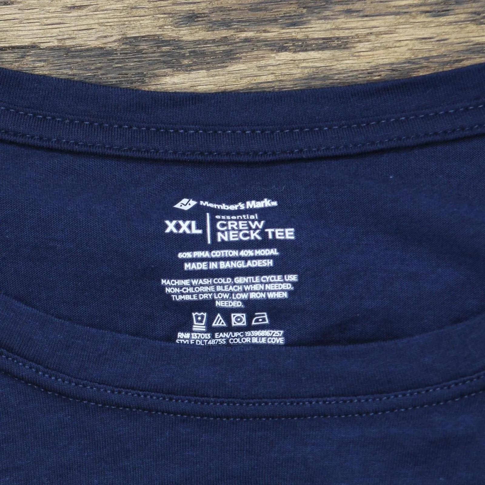 Members Mark Womens Essential Crewneck Tee DLT4785S Blue Cove 2XL
