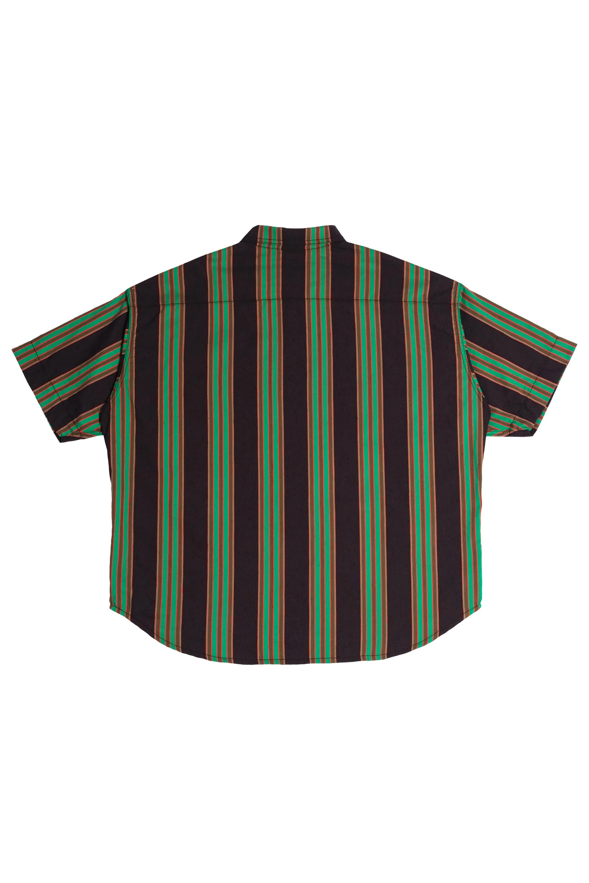 MEN'S B.G.R. STRIPE OVERSIZED SHORT SLEEVE BUTTON DOWN SHIRT