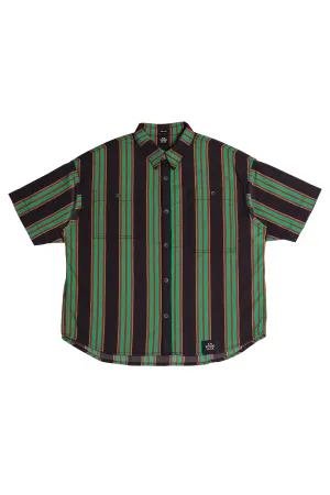 MEN'S B.G.R. STRIPE OVERSIZED SHORT SLEEVE BUTTON DOWN SHIRT