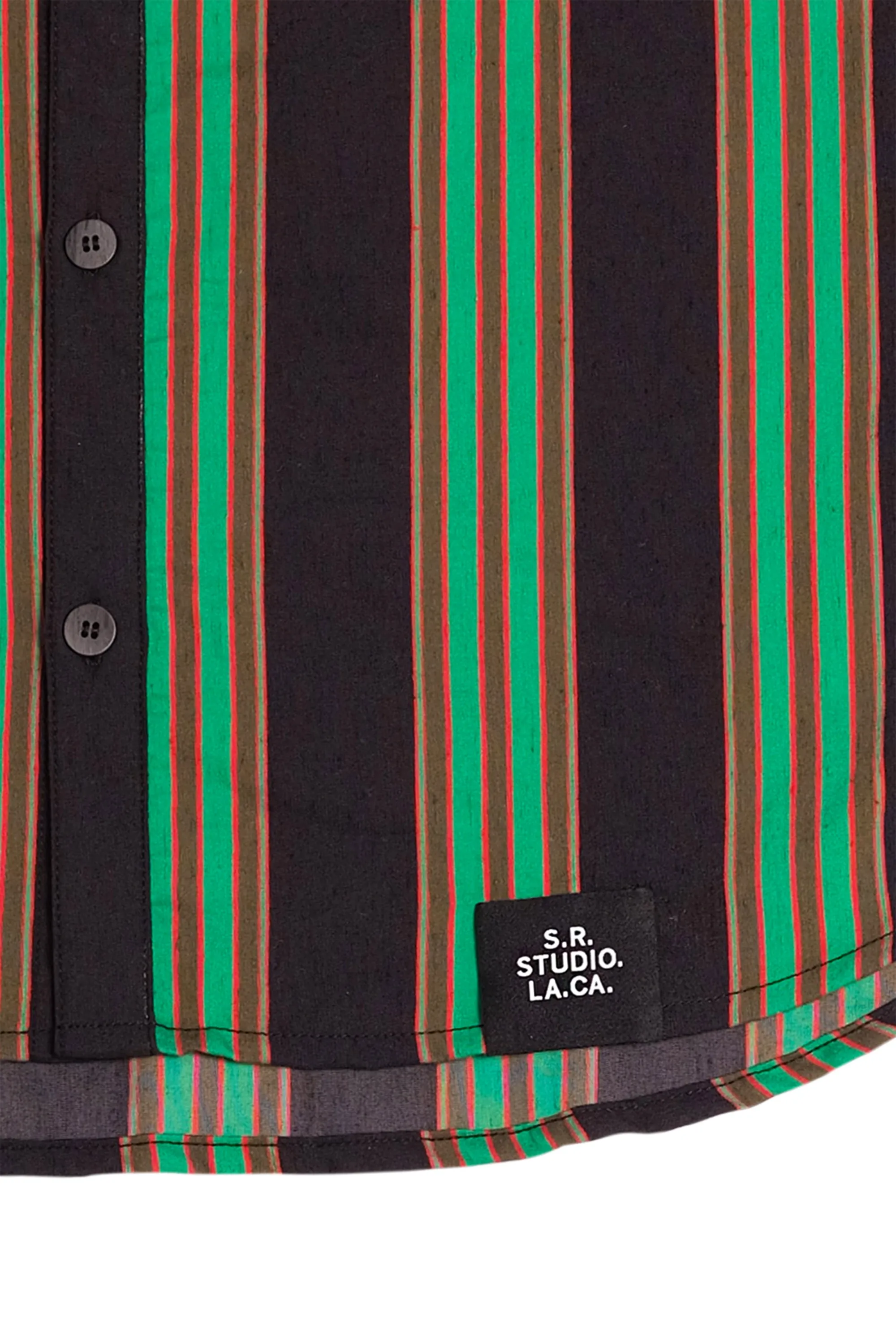 MEN'S B.G.R. STRIPE OVERSIZED SHORT SLEEVE BUTTON DOWN SHIRT