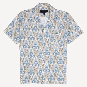 Mens Cool Knit Seersucker Camp Shirt - Ancient Scroll