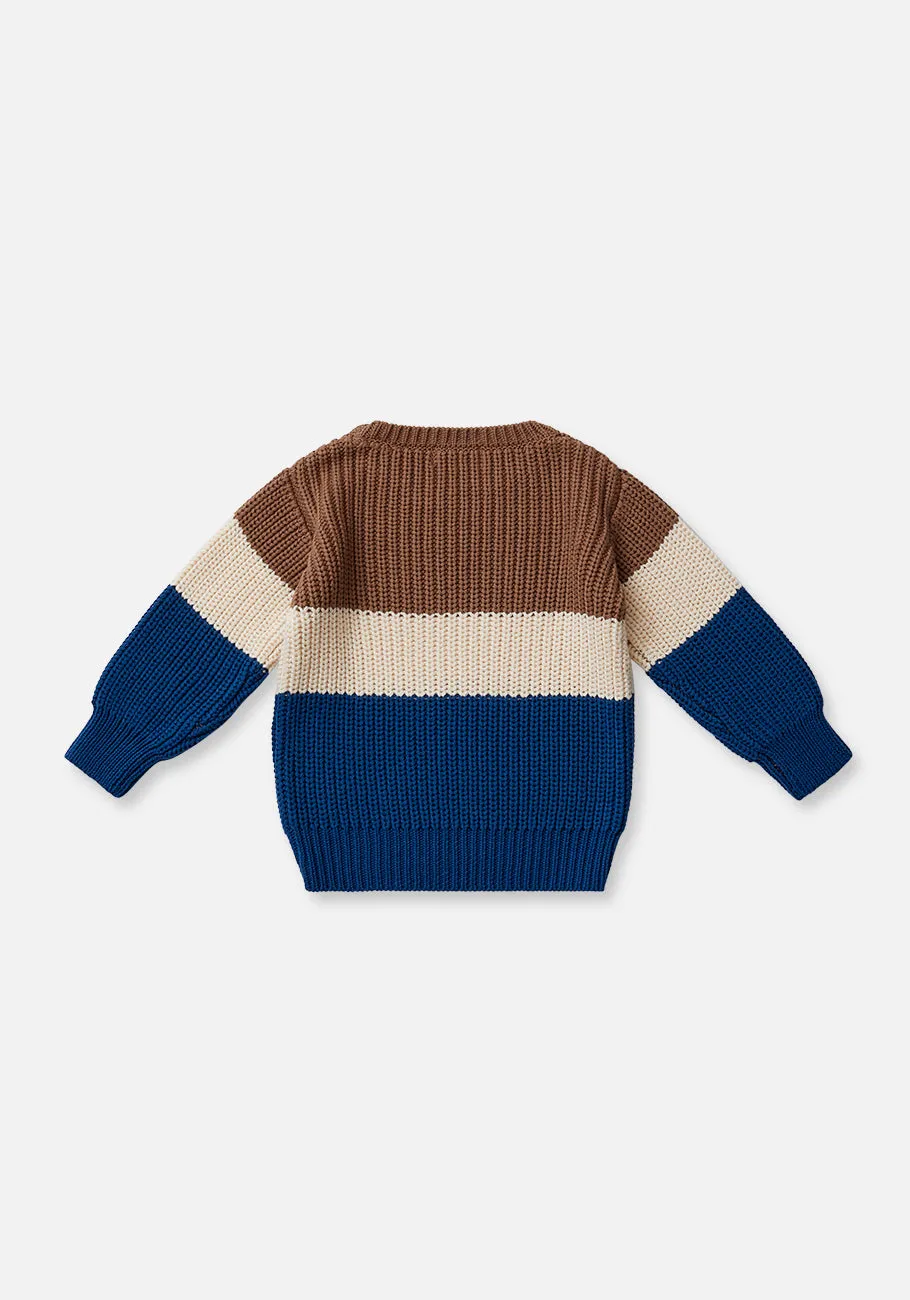 Miann & Co Kids - Tri-Tone Chunky Knit Jumper - Moon Blue