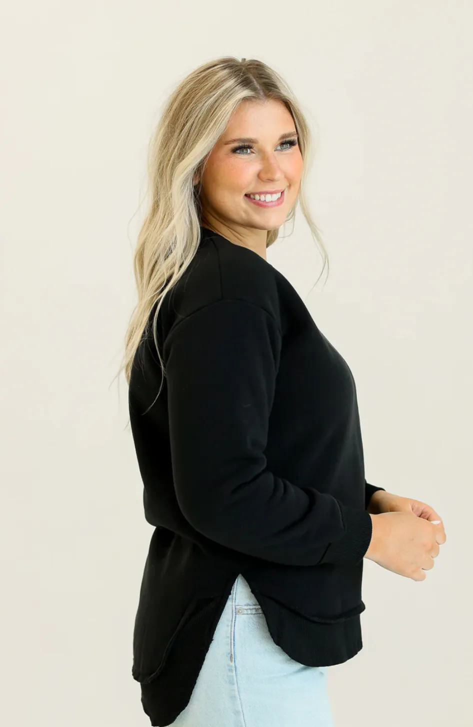 Micro Fleece Crewneck Black or Hot Pink