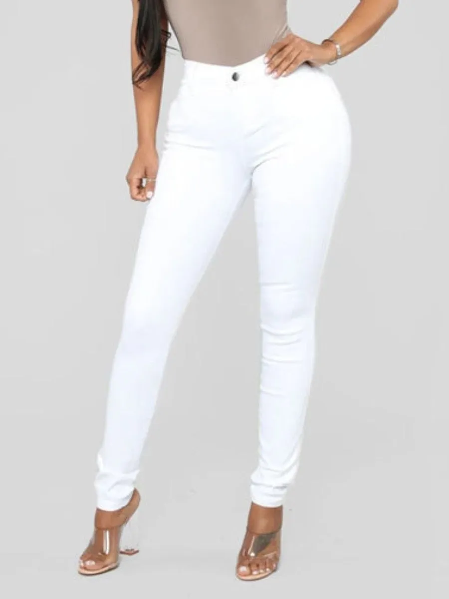 Mid Waist Skinny Stretchy Jeans