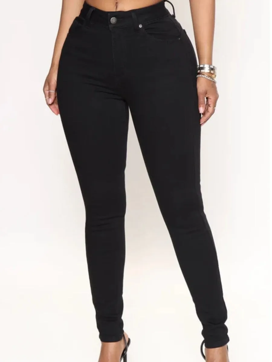 Mid Waist Skinny Stretchy Jeans