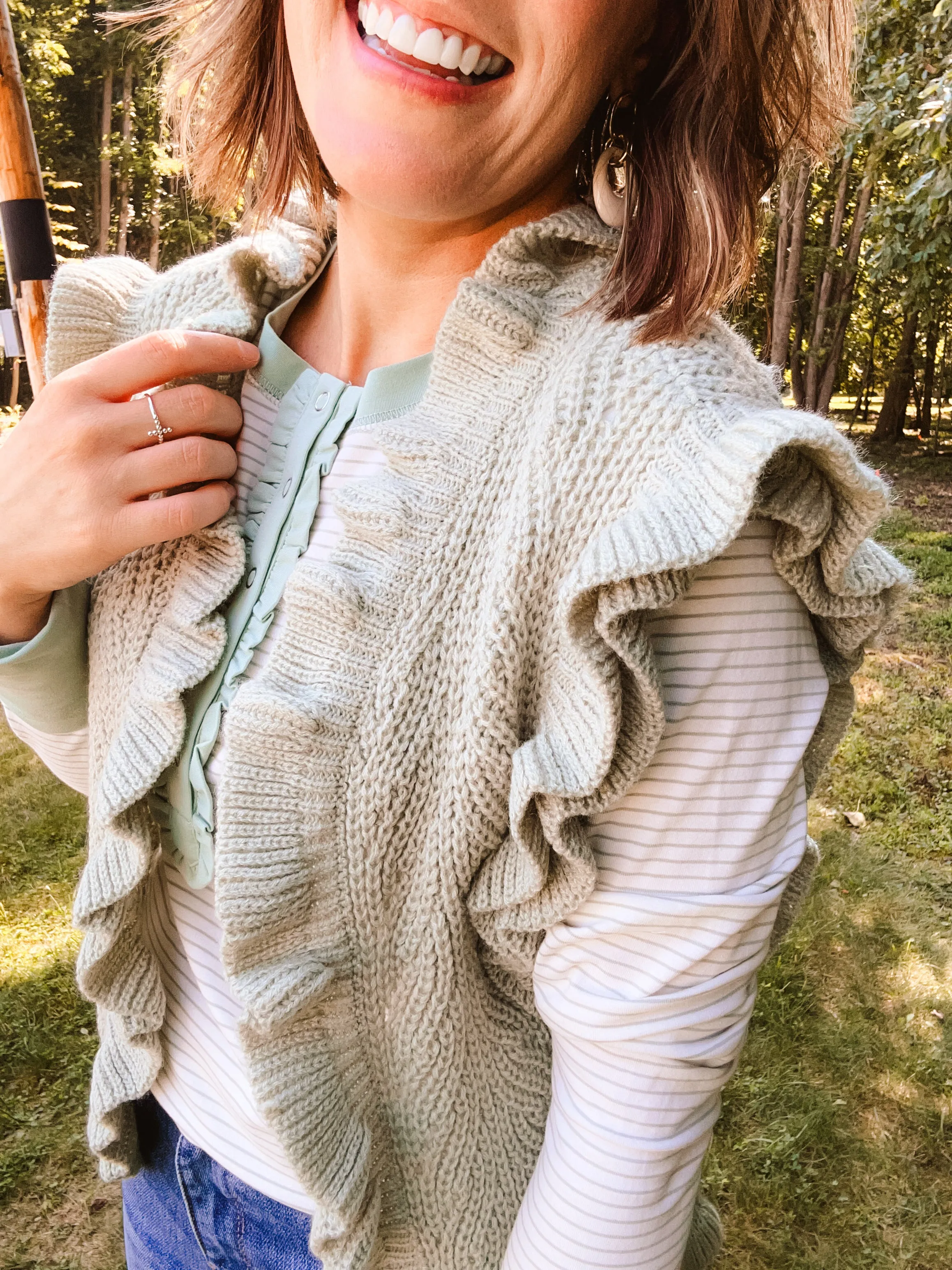 Mint Ruffle Crochet Vest