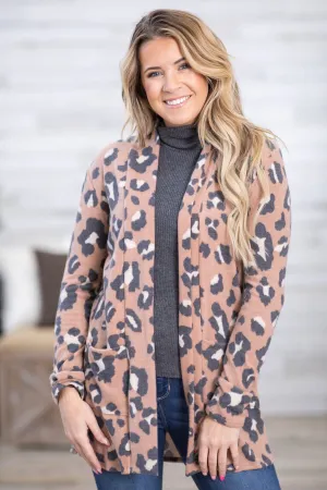 Mocha and Black Animal Print Cardigan