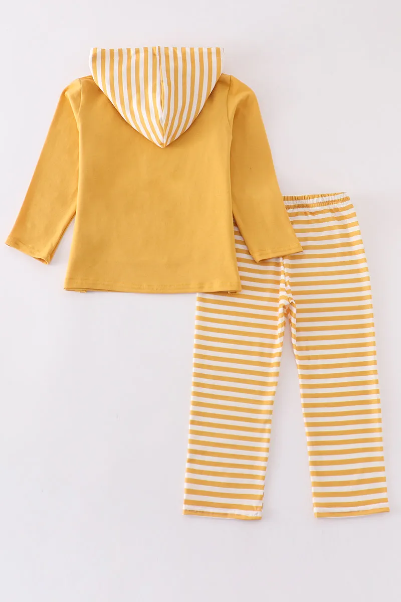 Mustard Happy New Year Embroidery Boy Hoodie Set