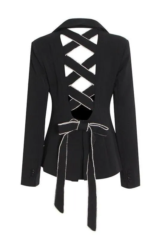 Nails drilled hollow all-match strap jacket