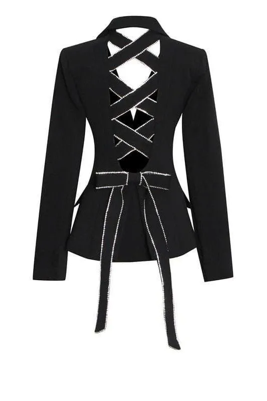 Nails drilled hollow all-match strap jacket