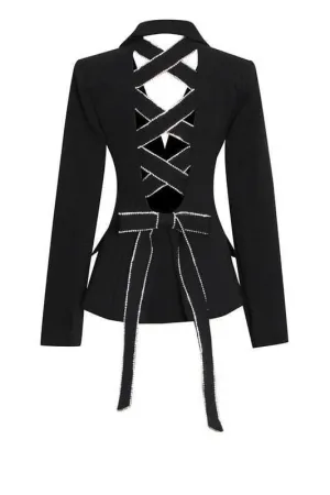 Nails drilled hollow all-match strap jacket
