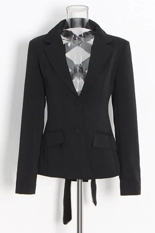 Nails drilled hollow all-match strap jacket