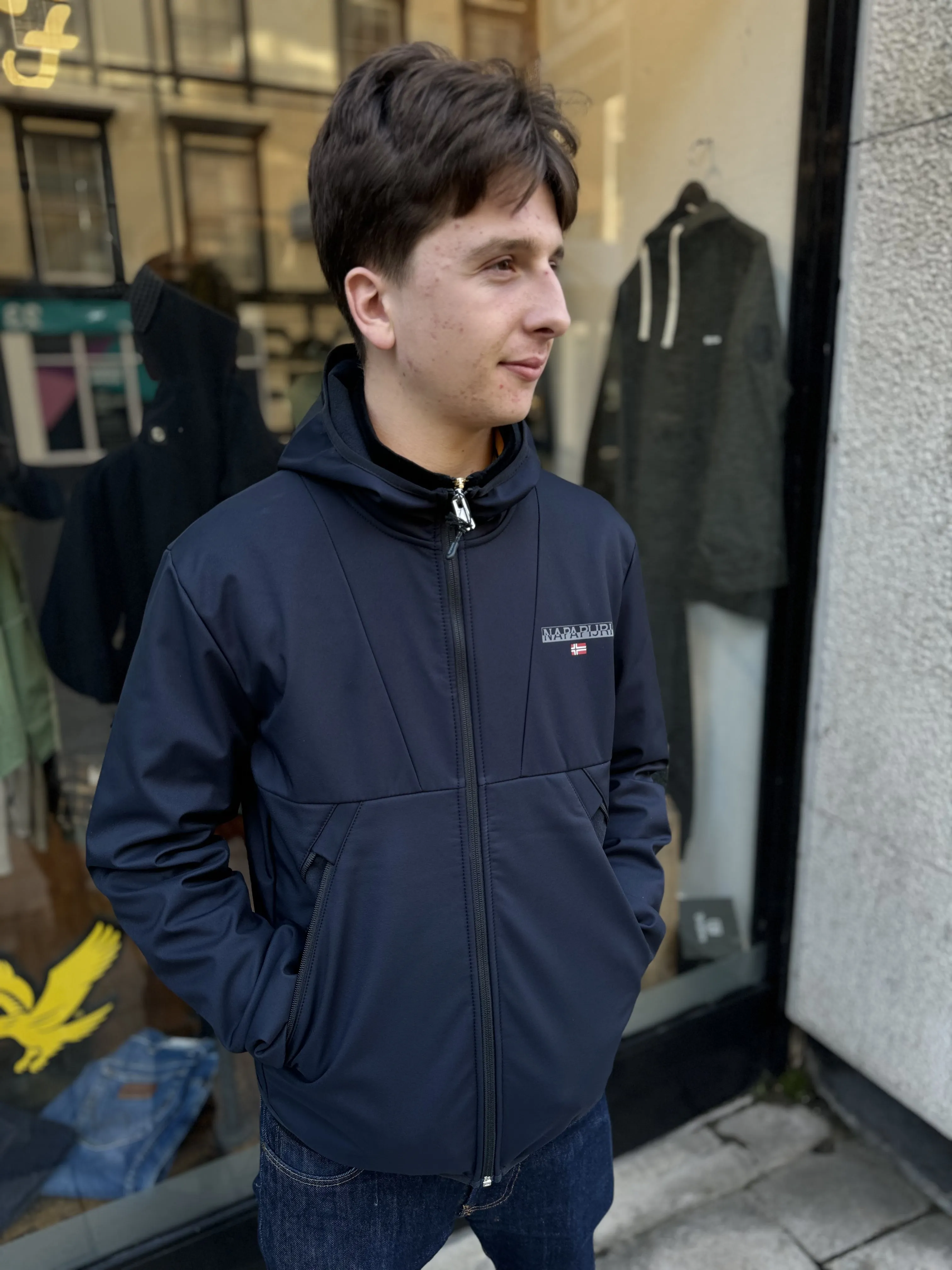 Napapijri Softshell Bunz Hooded Jacket In Black
