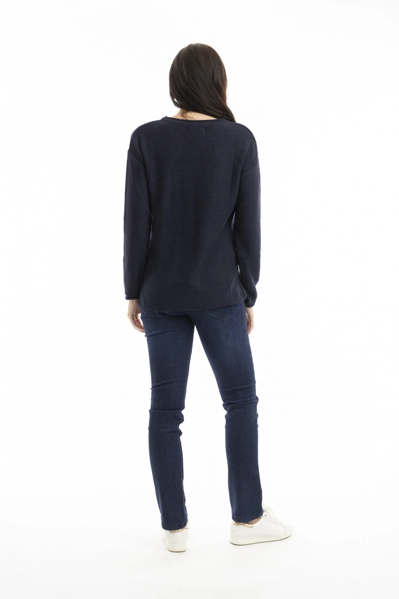 Navy Cotton Knit Top