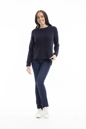 Navy Cotton Knit Top