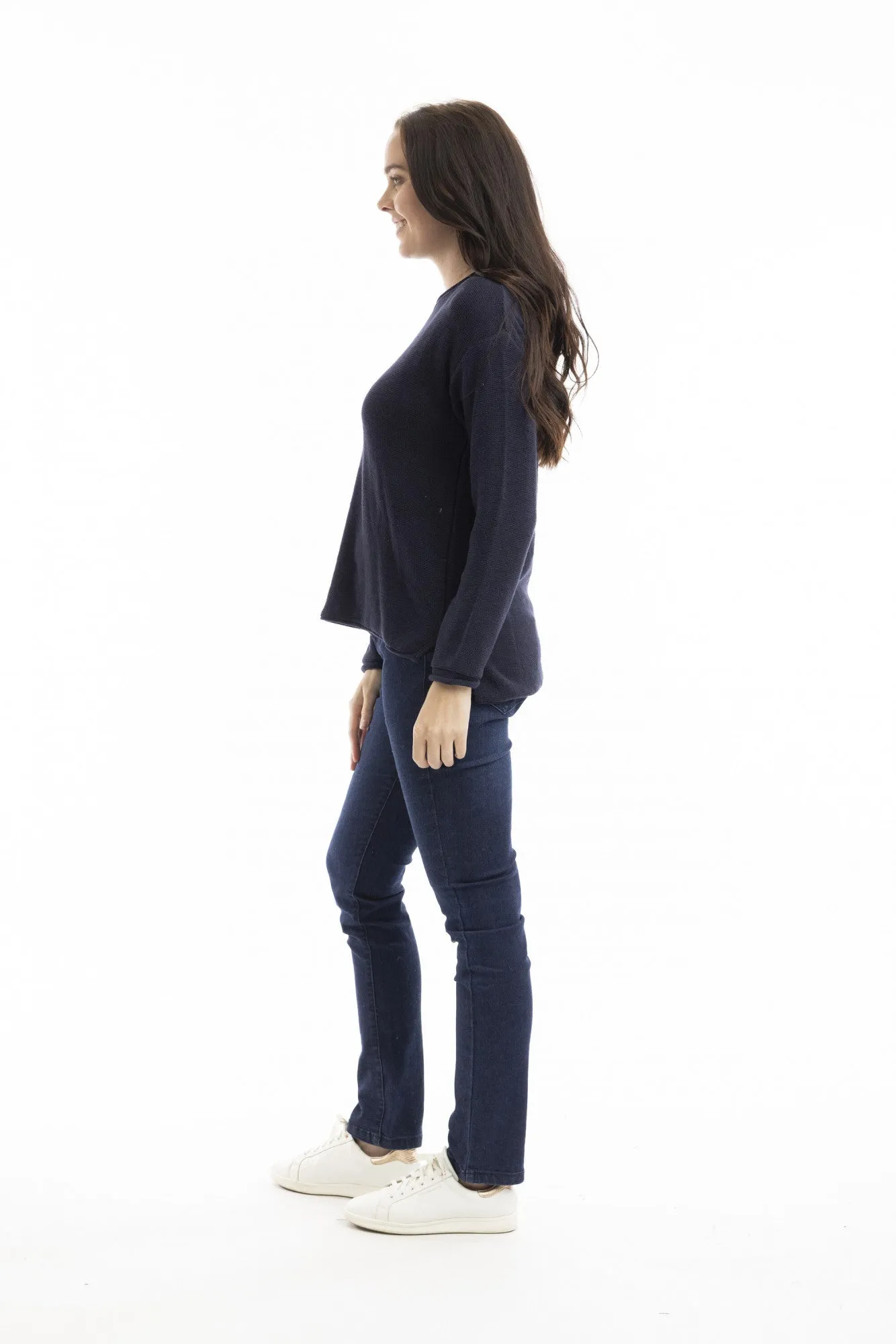 Navy Cotton Knit Top