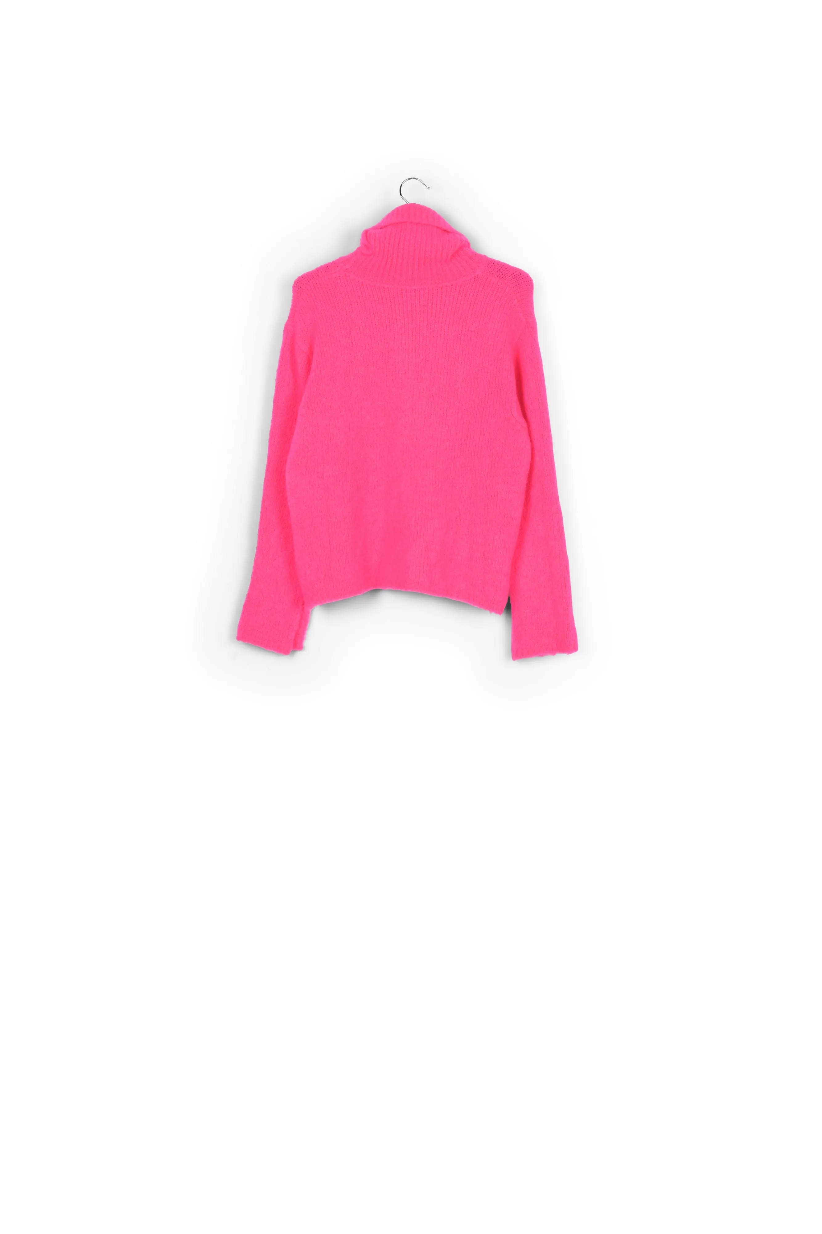 Neon pink mohair-blend turtleneck sweater