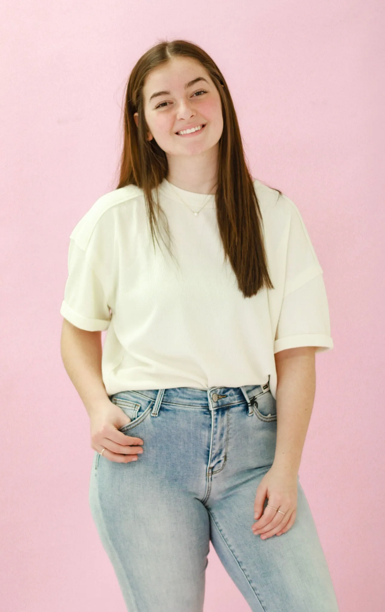 Never Been Basic Cream Ribbed Top