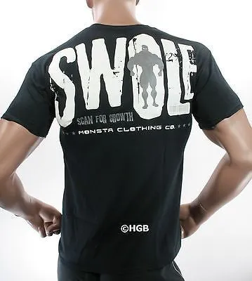 NEW Mens Graphic Tee MONSTA Bodybuilding Wear SWOLE T Shirt Gym Clothing