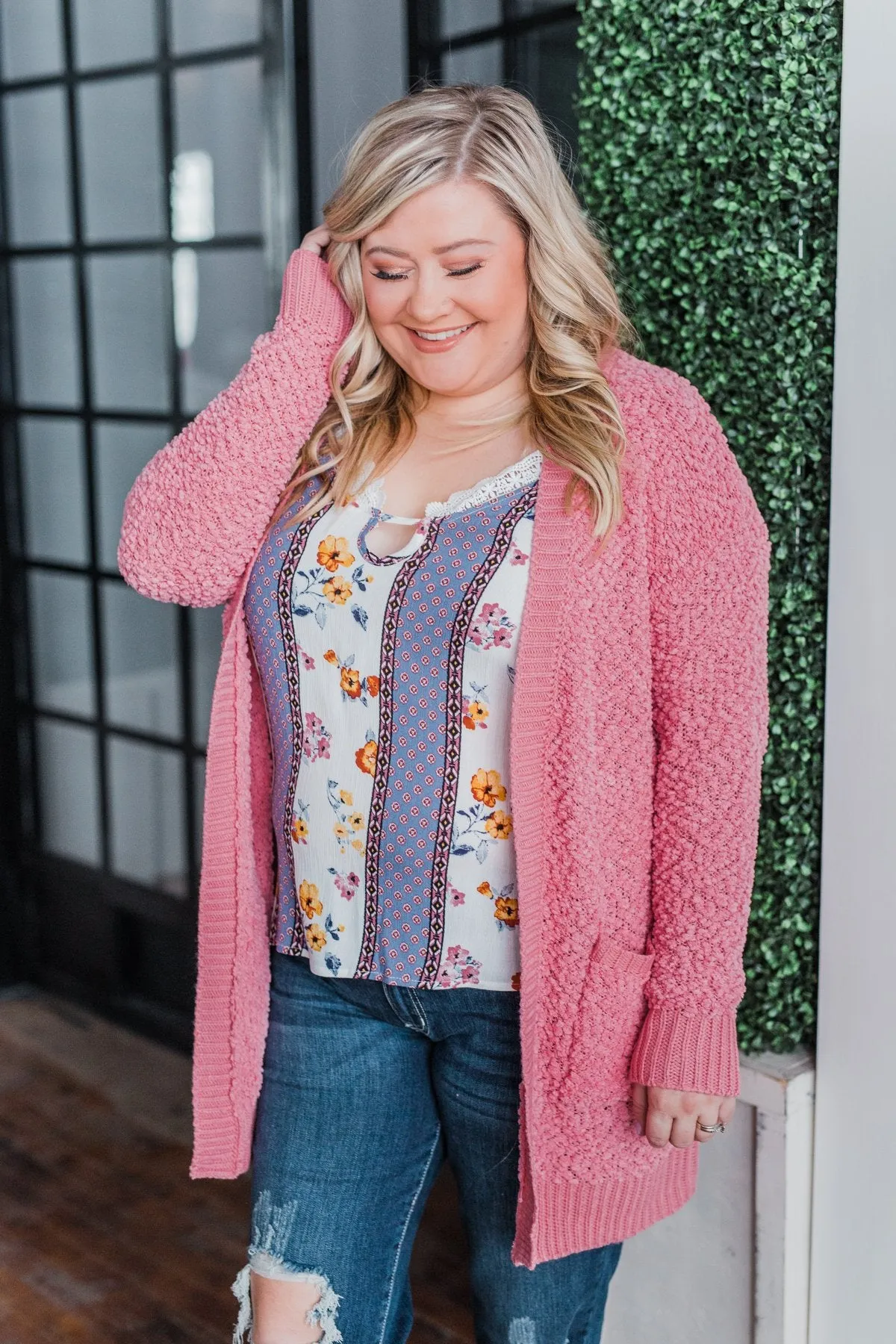 No Doubts Popcorn Cardigan- Rose Pink