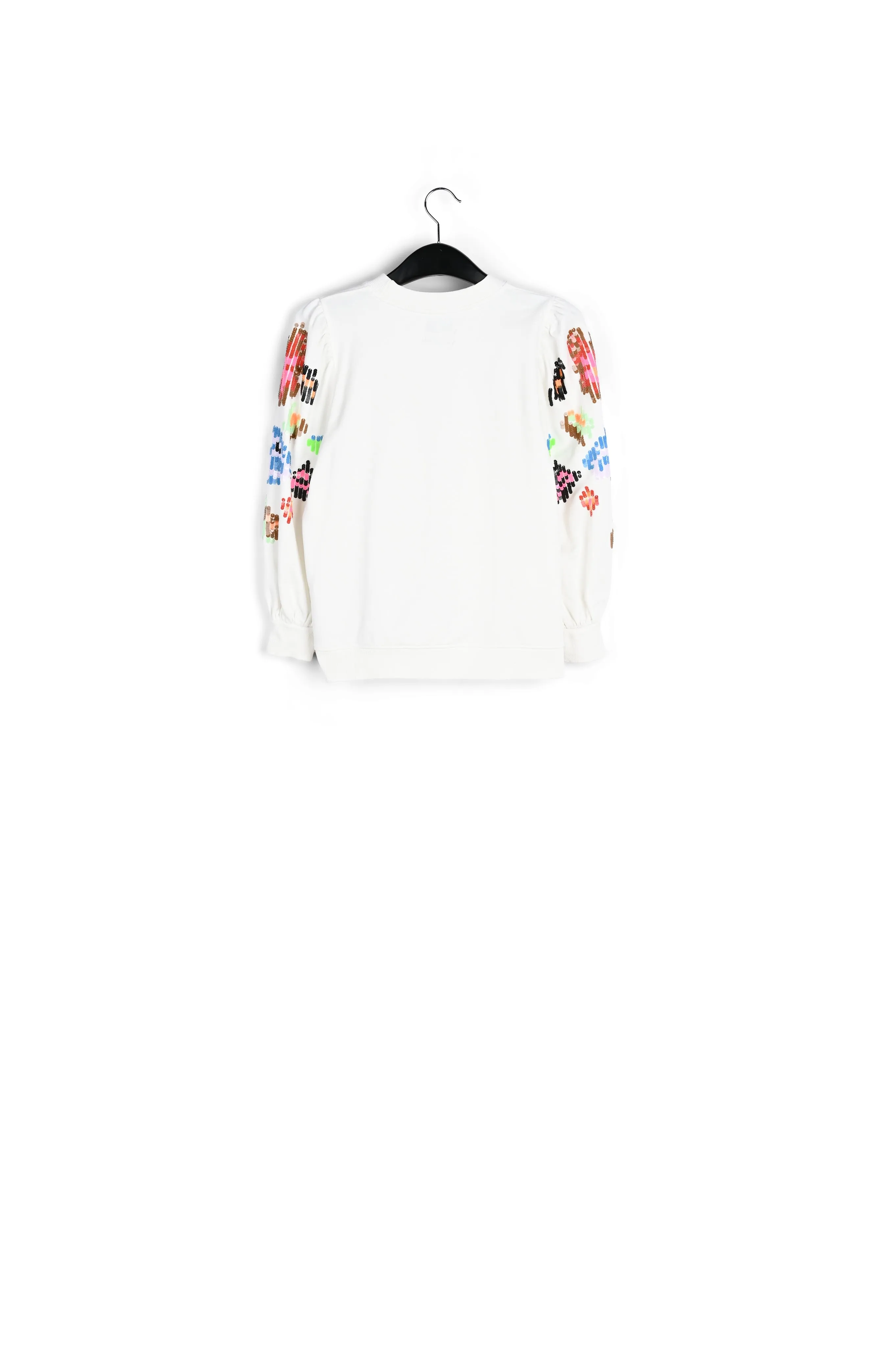 Off-white sweater with multicolor sequin embroideries