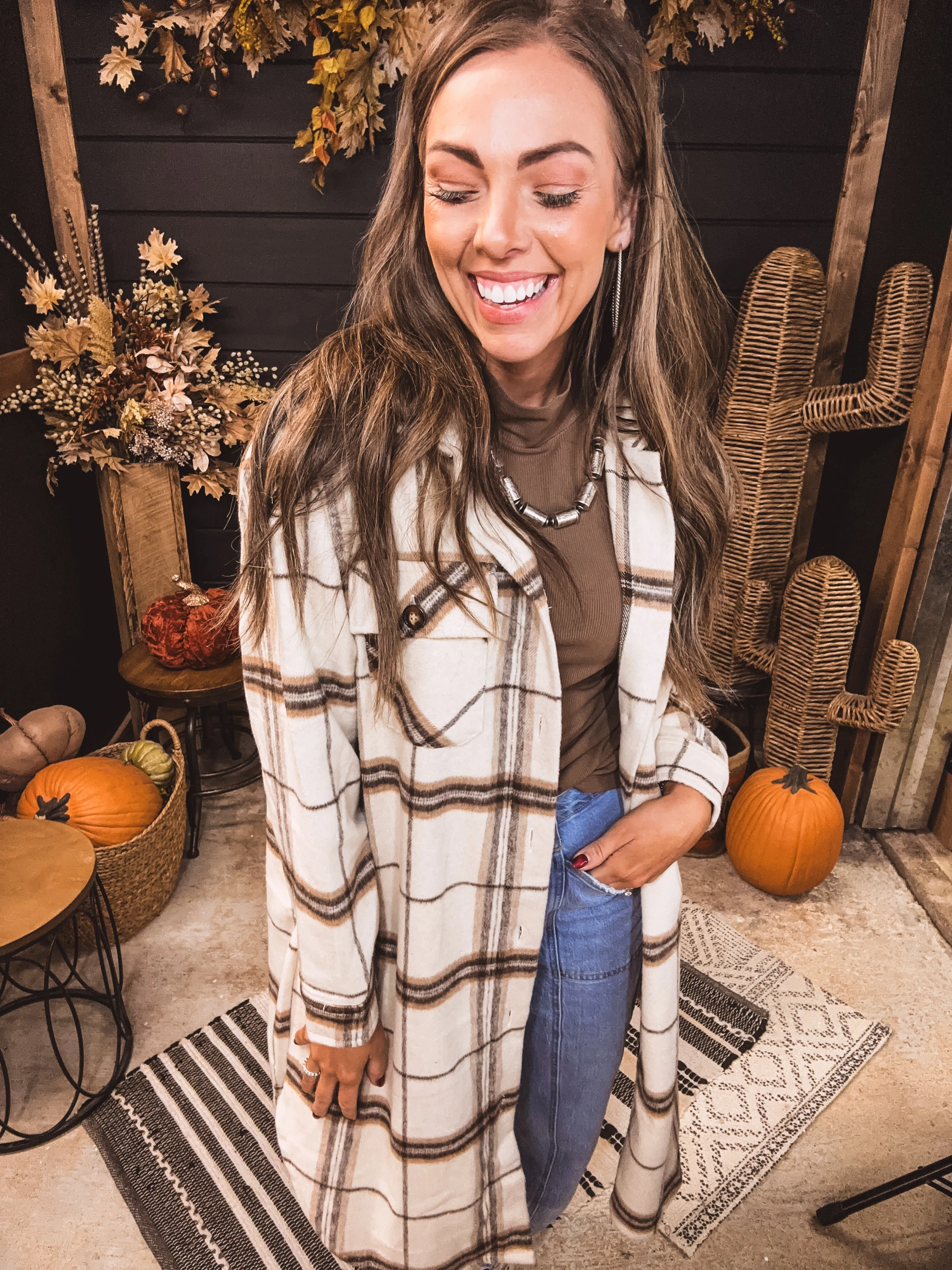 Olive   Black Plaid Shacket
