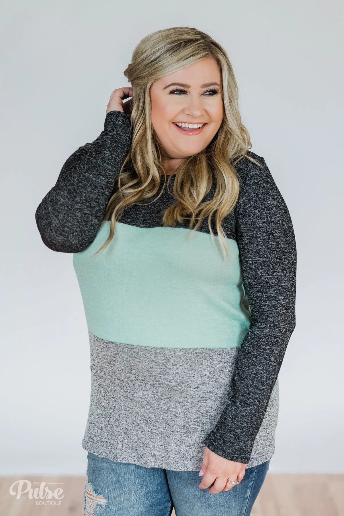 On the Brightside Color Block Top- Mint