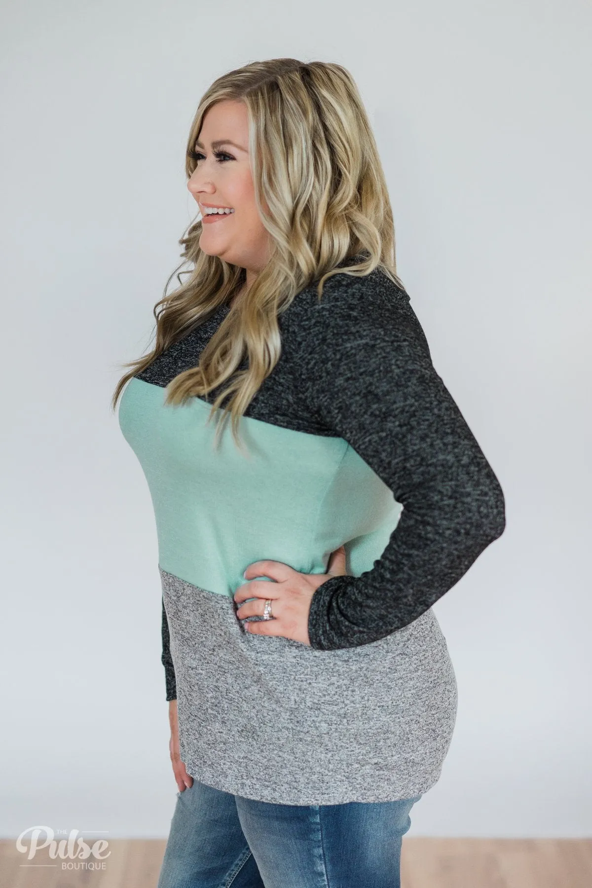 On the Brightside Color Block Top- Mint
