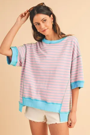 Oversized Exposed Seam High Low Pullover