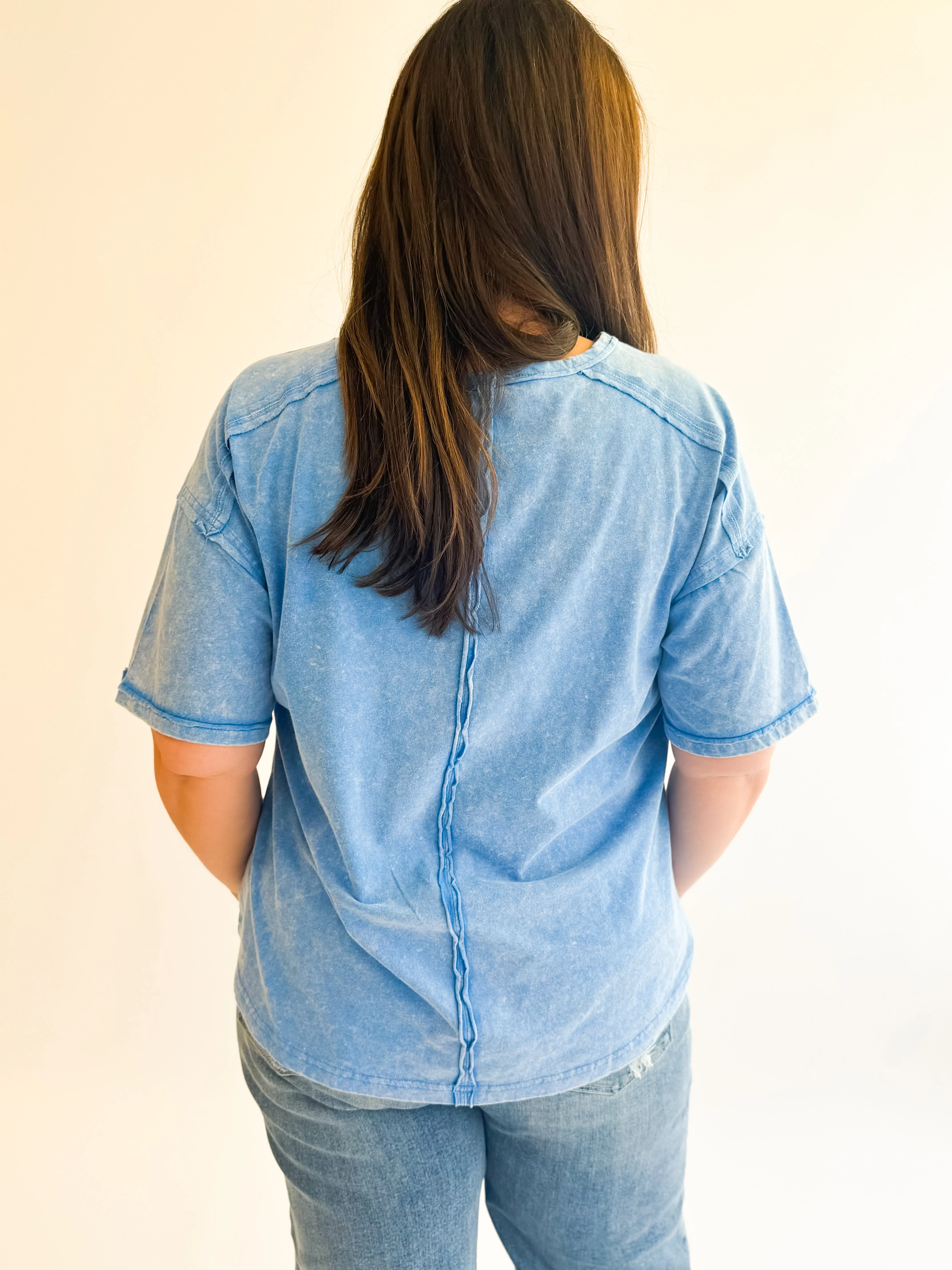 Oversized Mineral Wash Tee in Sky Blue